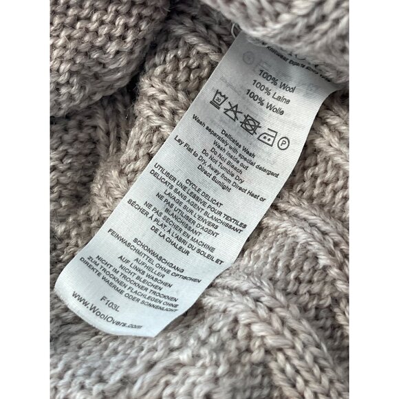 WoolOvers Cable Knit Pullover Sweater Womens XS Taupe Tan Wool Cozy Knit Staple - Picture 6 of 7